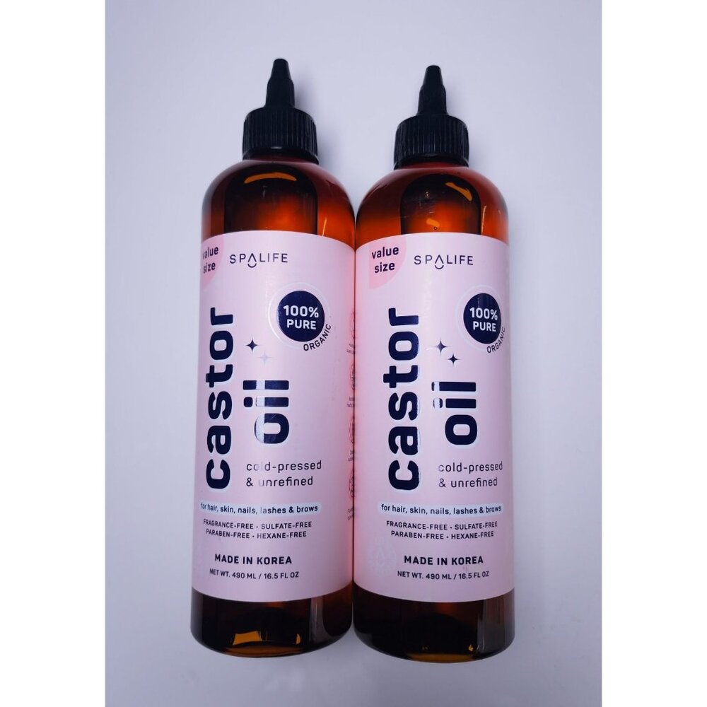 SpaLife 100% Pure Organic Castor Oil 16.5 Fl Oz - All Hair Types